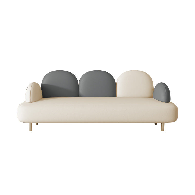 Macaroon Modern Recessed Arm Sofa 3 Seater Curved Sofa for Living Room