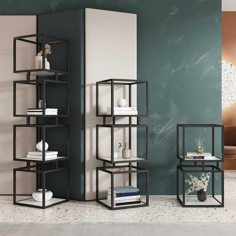 Industrial Metal Open Back Bookshelf Vertical Bookshelf for Living Room