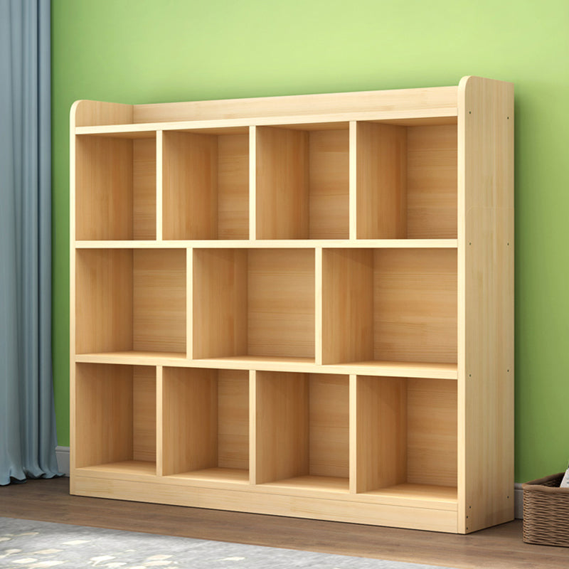 Closed Back Bookshelf Solid Wood Contemporary Style Natural Bookcase for Office