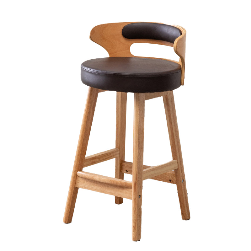 Contemporary Round Bar and Counter Stool Low Back Stool with 4 Legs