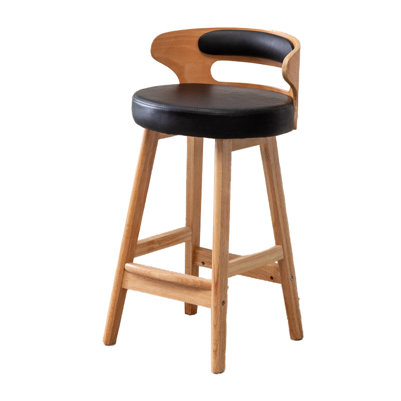 Contemporary Round Bar and Counter Stool Low Back Stool with 4 Legs