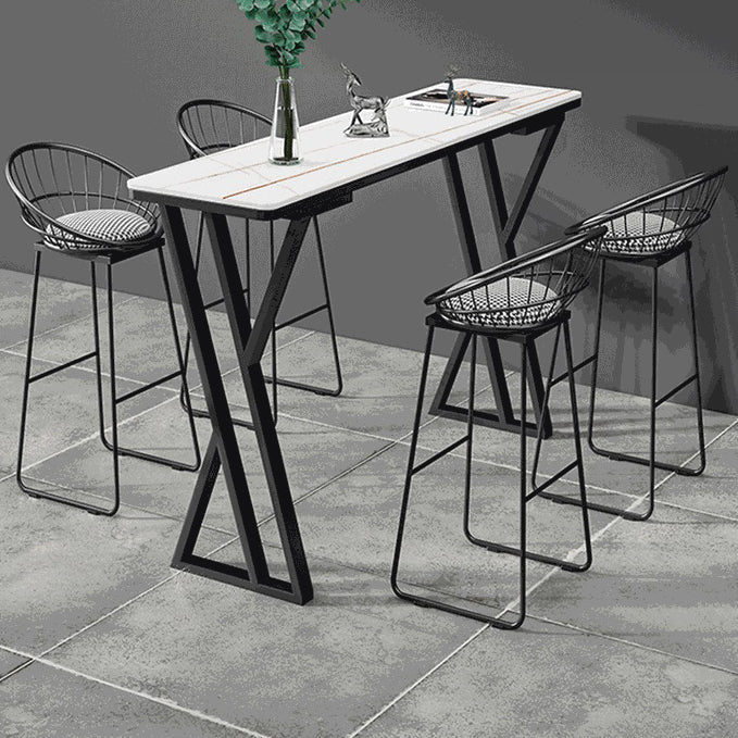 Stone Bar Dining Table Industrial Bar Dining Table with Double Pedestal Base