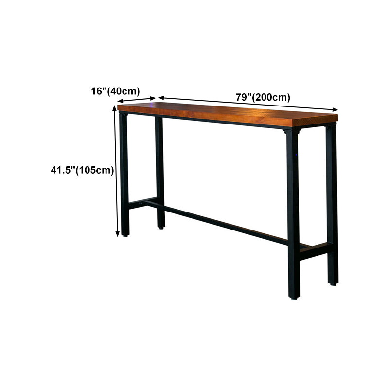 Solid Wood Bar Dining Table Industrial Bar Dining Table with Trestle Base in Black