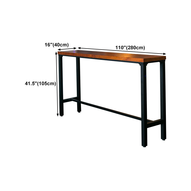 Solid Wood Bar Dining Table Industrial Bar Dining Table with Trestle Base in Black