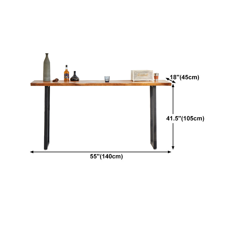 Solid Wood Bar Dining Table Industrial Bar Dining Table with Sled Base in Black