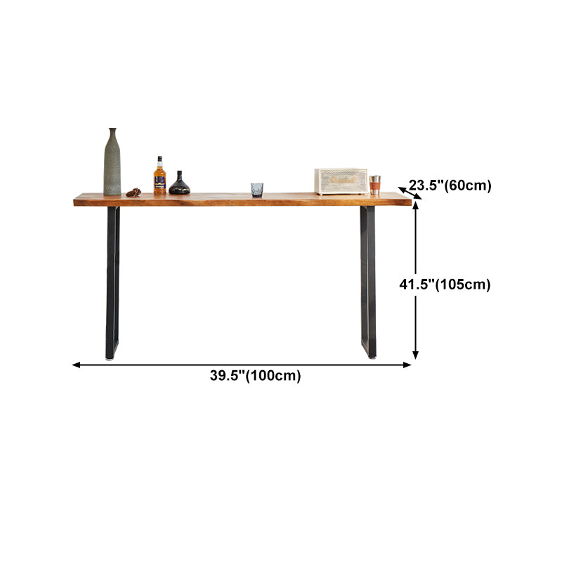 Solid Wood Bar Dining Table Industrial Bar Dining Table with Sled Base in Black