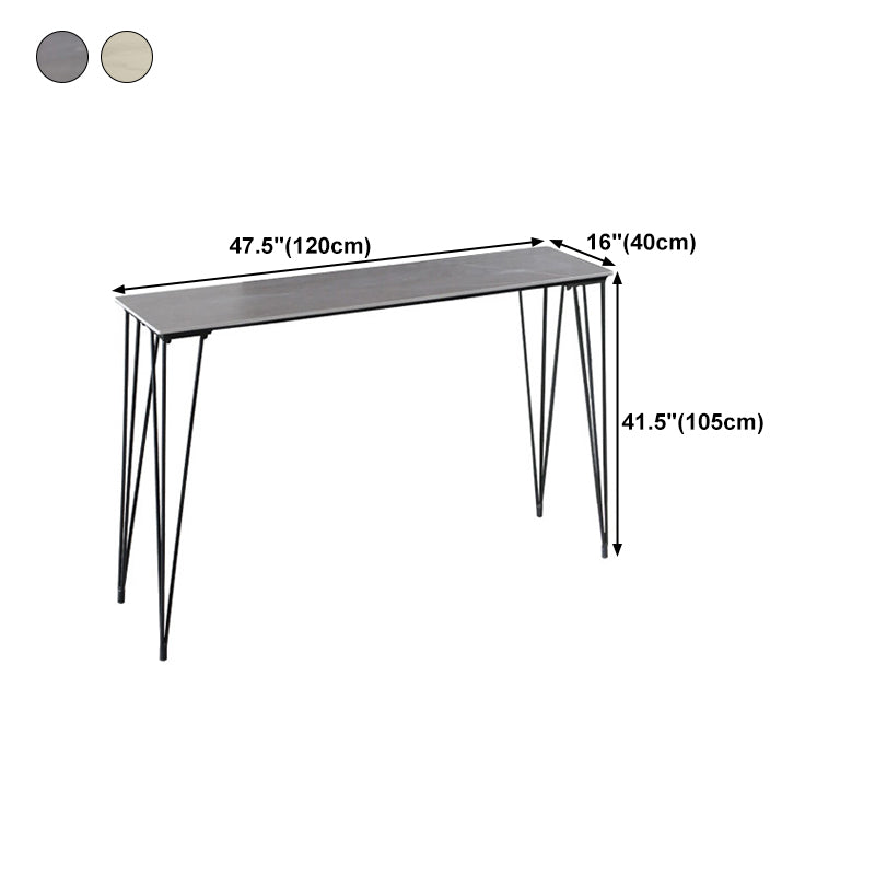 Stone Bar Dining Table Industrial Bar Dining Table with 4 Black Legs