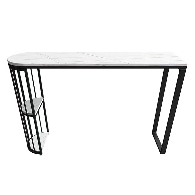 White Stone Bar Dining Table Industrial Bar Dining Table with Sled Base