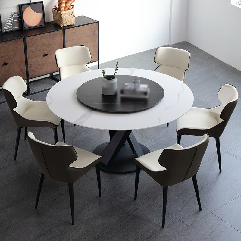 Modern 1/3/4/5/7 Pieces Dinette Set with White Sintered Stone Top Round Dining Table Set