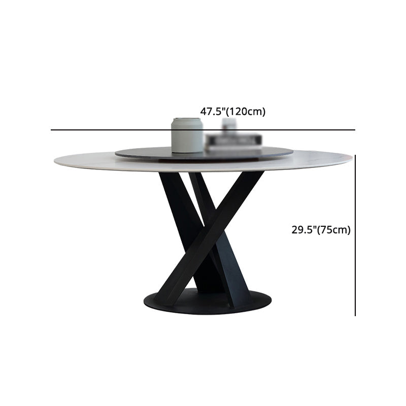 Modern 1/3/4/5/7 Pieces Dinette Set with White Sintered Stone Top Round Dining Table Set