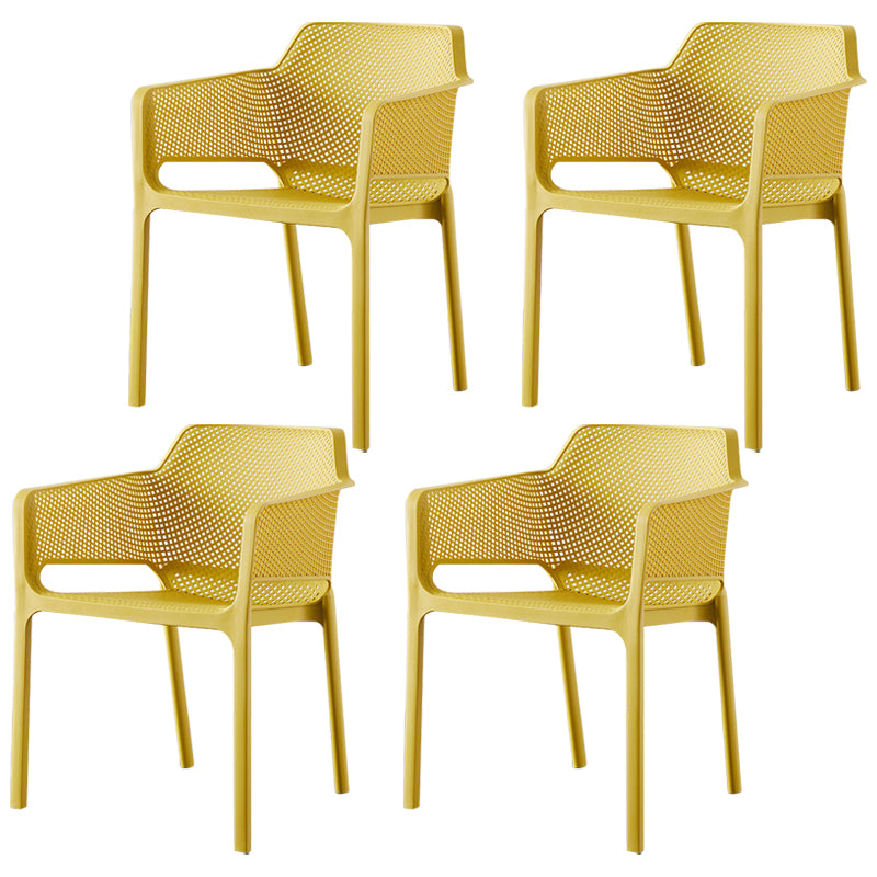 Scandinavian Plastic Kitchen Dining Room Chair Solid Back Arm Chair