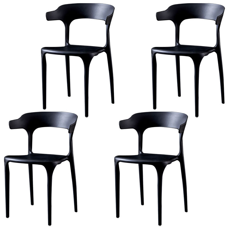 Scandinavian Plastic Restaurant Arm Chair Open Matte Finish Dining Chair