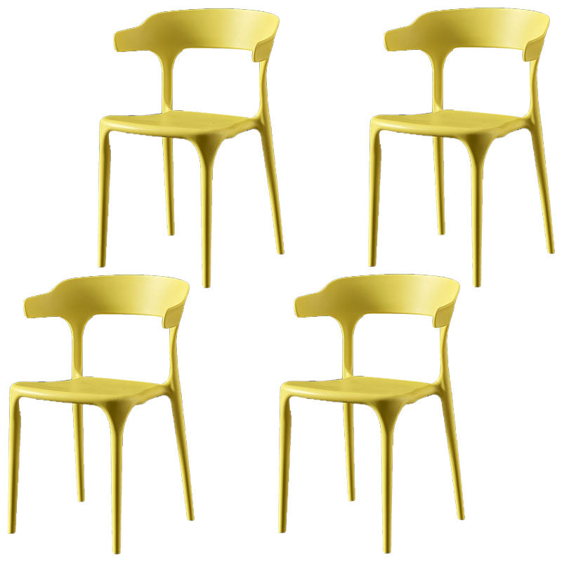 Scandinavian Plastic Restaurant Arm Chair Open Matte Finish Dining Chair