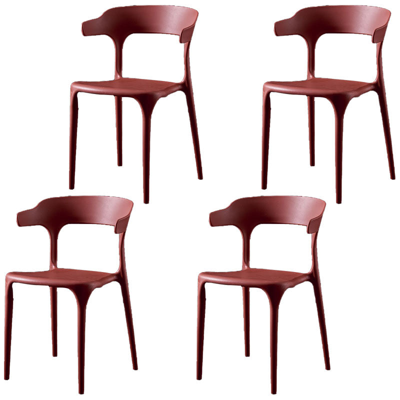 Scandinavian Plastic Restaurant Arm Chair Open Matte Finish Dining Chair