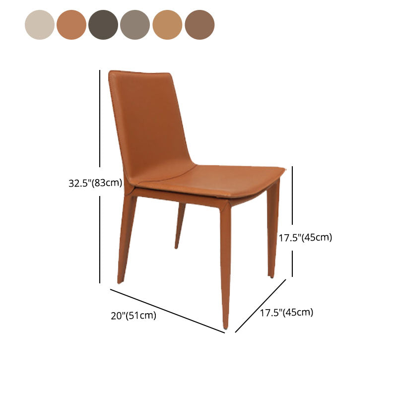 Contemporary Design Leather Dining Chair Armless Solid Back Chair for Home