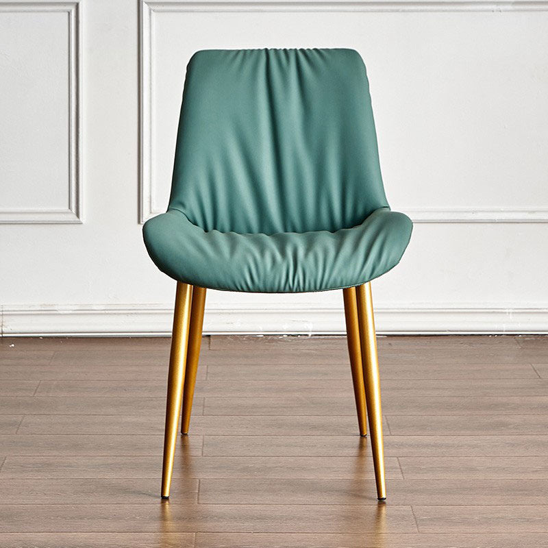 Scandinavian Design Leather Dining Side Chair for Home Armless Solid Back Chair