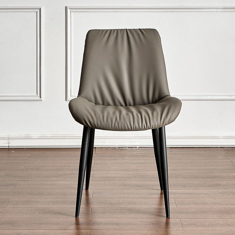 Scandinavian Design Leather Dining Side Chair for Home Armless Solid Back Chair