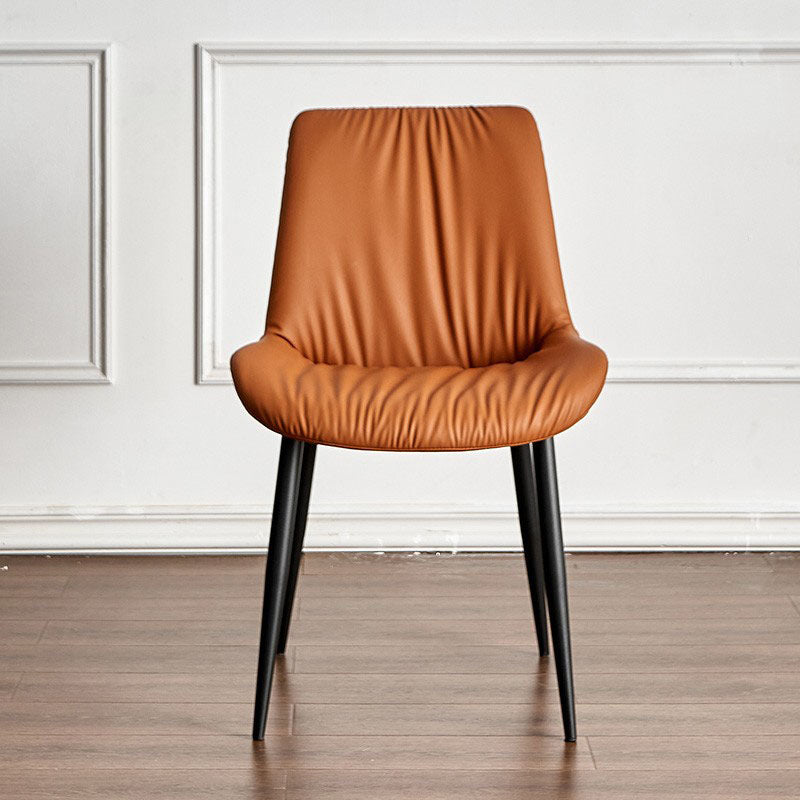 Scandinavian Design Leather Dining Side Chair for Home Armless Solid Back Chair