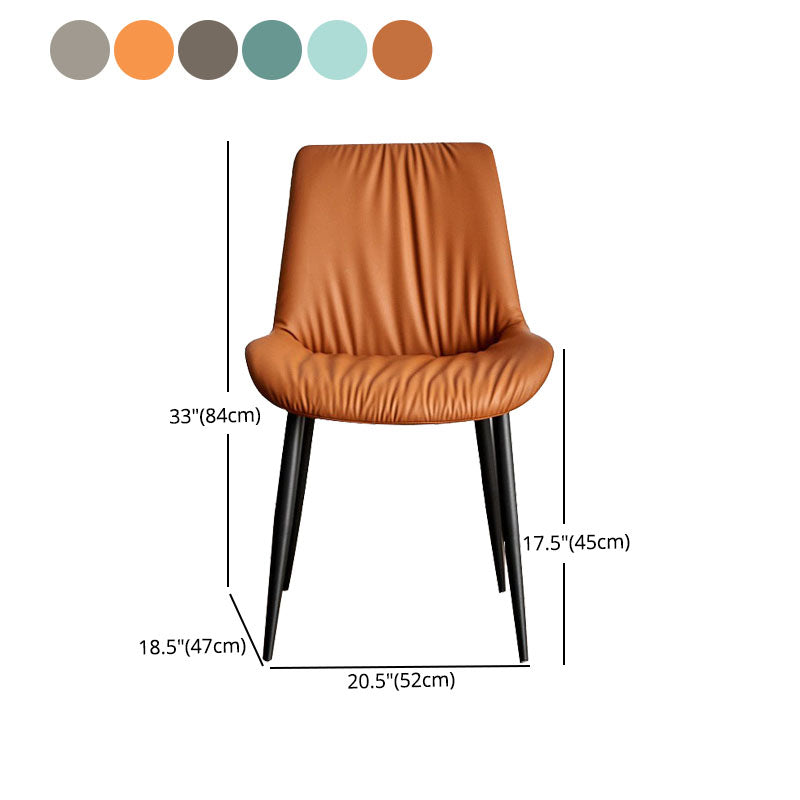 Scandinavian Design Leather Dining Side Chair for Home Armless Solid Back Chair