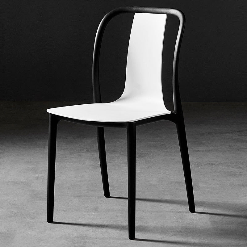 Contemporary Chairs Dining Slat Back Armless Chairs with Plastic Legs