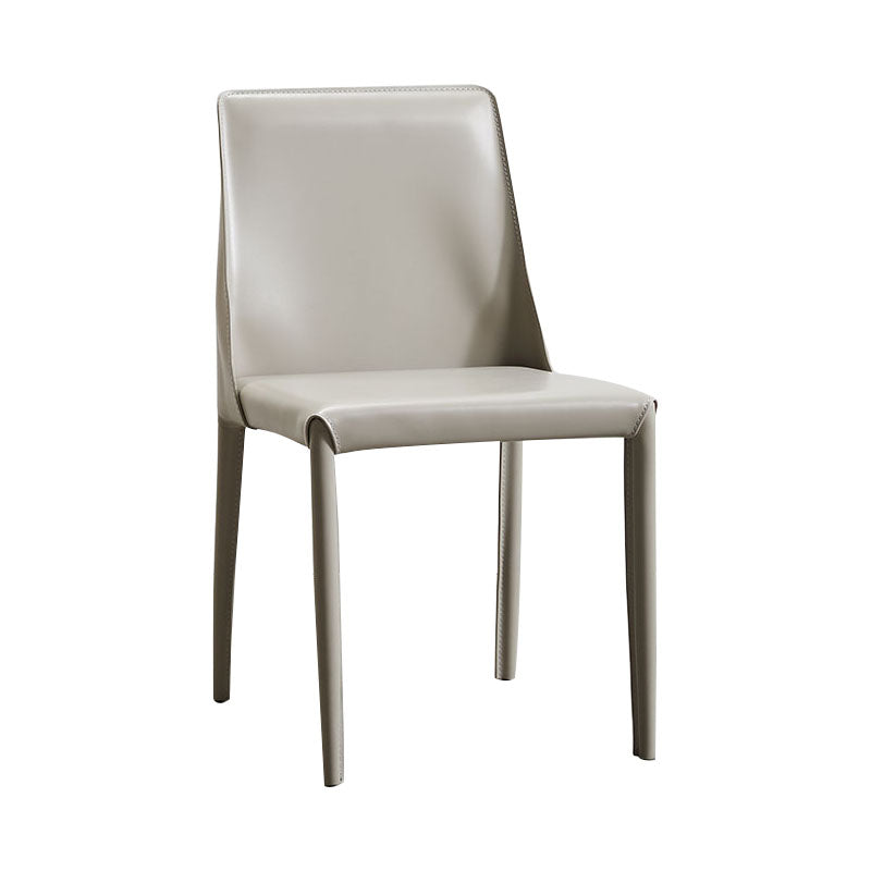 Contemporary Leather Dining Chair Armless Solid Back Chair for Home