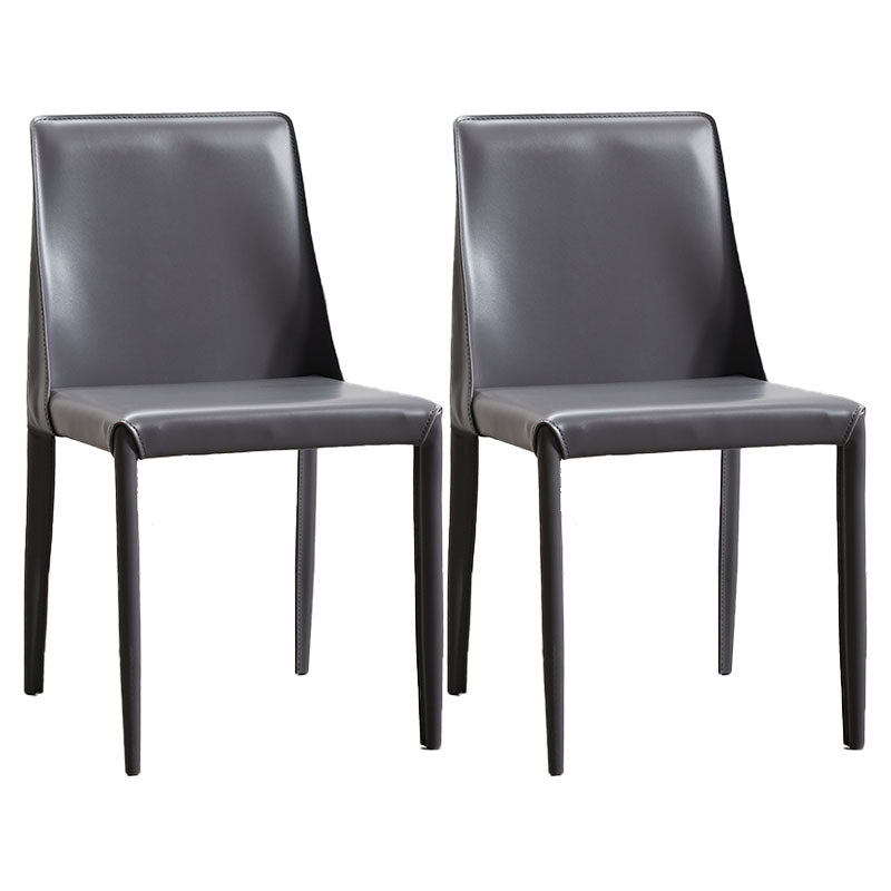 Contemporary Leather Dining Chair Armless Solid Back Chair for Home