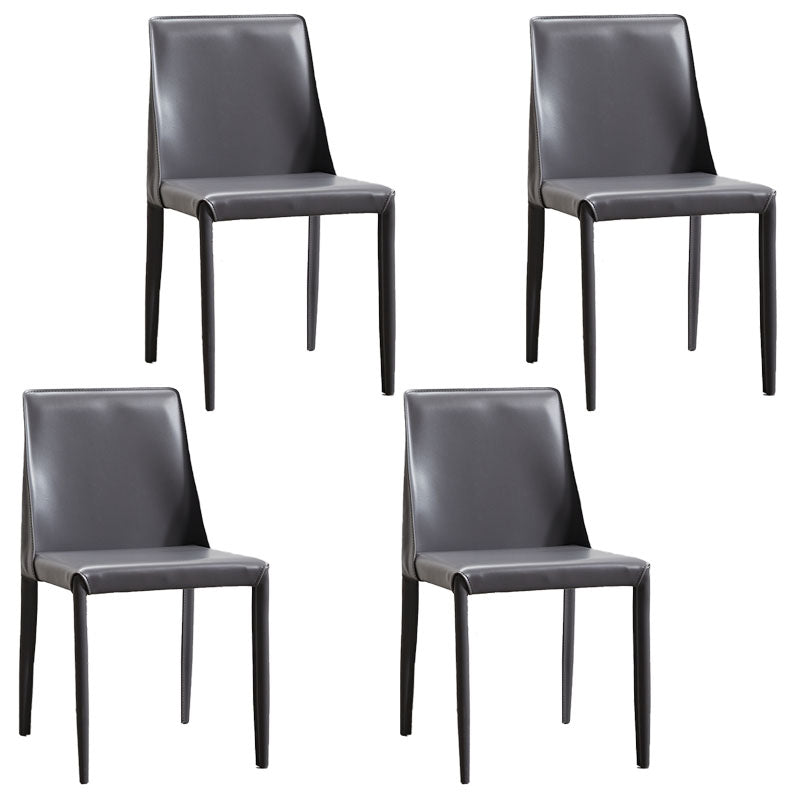 Contemporary Leather Dining Chair Armless Solid Back Chair for Home