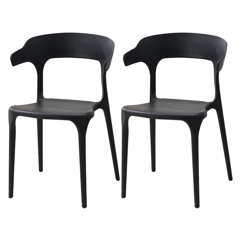 Contemporary Style Stackable Chair Open Back Kitchen Arm Chair with Plastic Legs