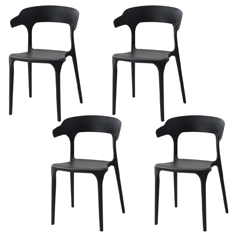 Contemporary Style Stackable Chair Open Back Kitchen Arm Chair with Plastic Legs