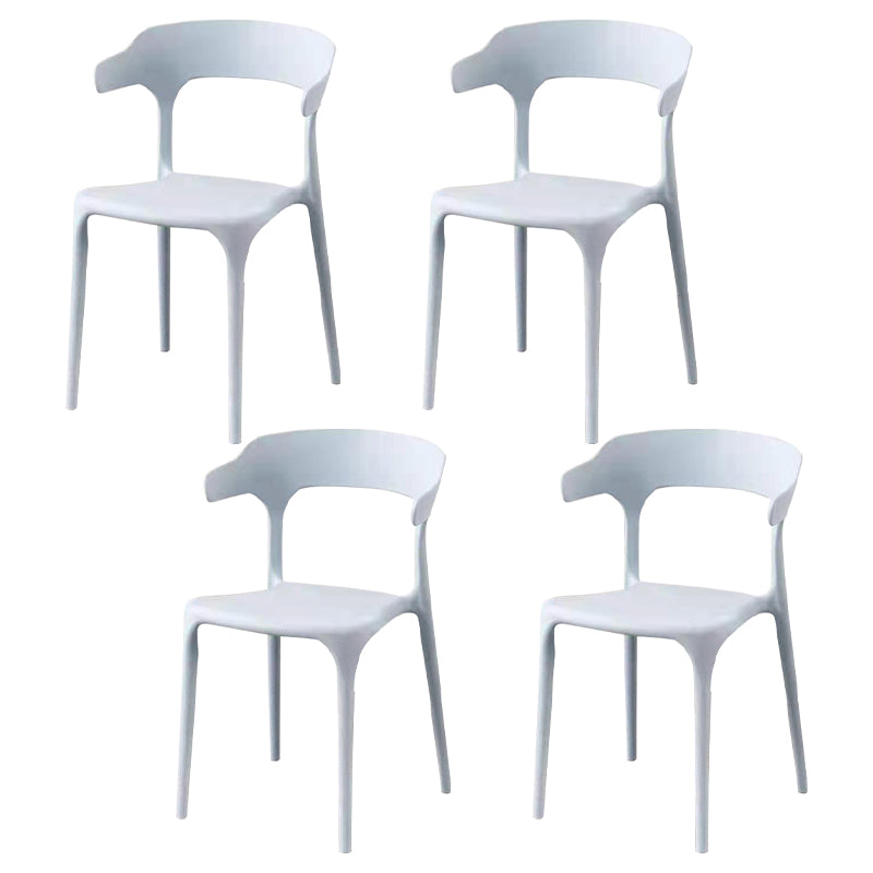 Contemporary Style Stackable Chair Open Back Kitchen Arm Chair with Plastic Legs