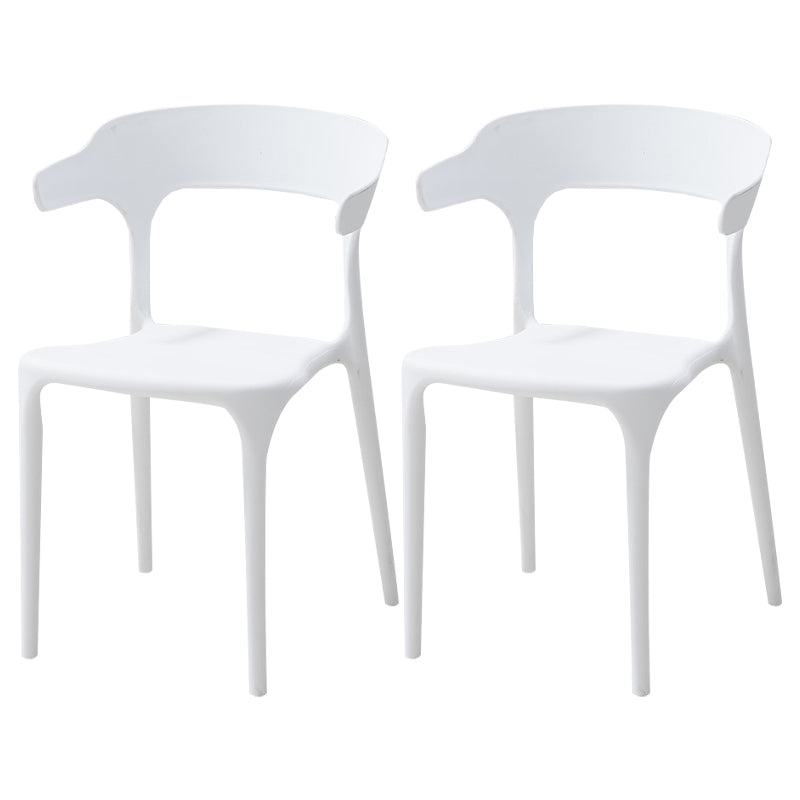 Contemporary Style Stackable Chair Open Back Kitchen Arm Chair with Plastic Legs