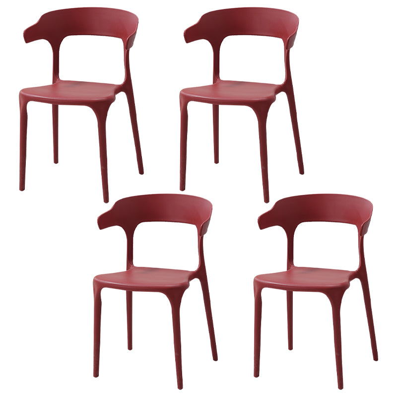 Contemporary Style Stackable Chair Open Back Kitchen Arm Chair with Plastic Legs
