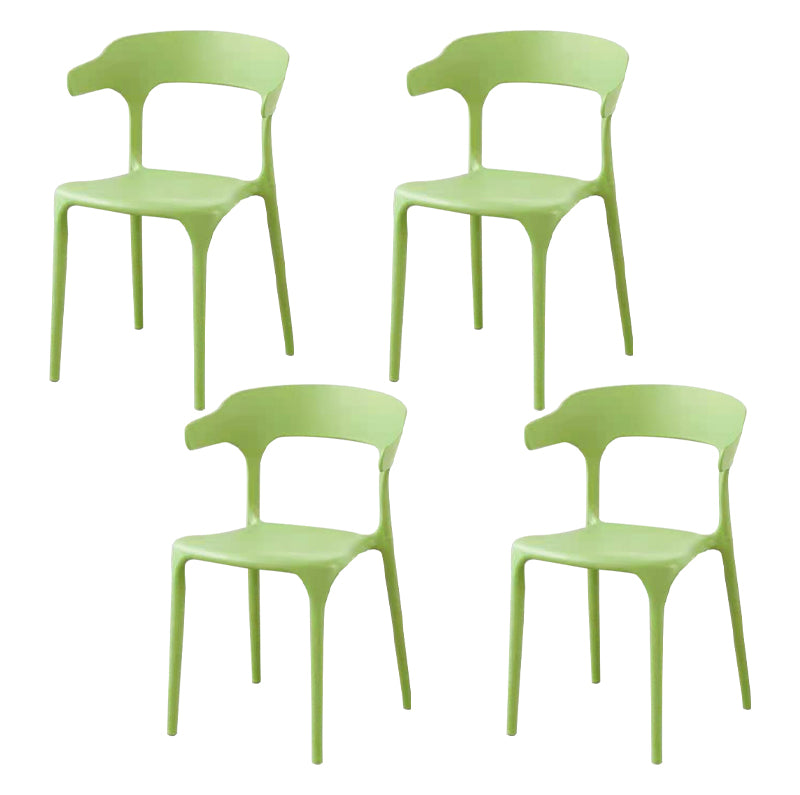 Contemporary Style Stackable Chair Open Back Kitchen Arm Chair with Plastic Legs