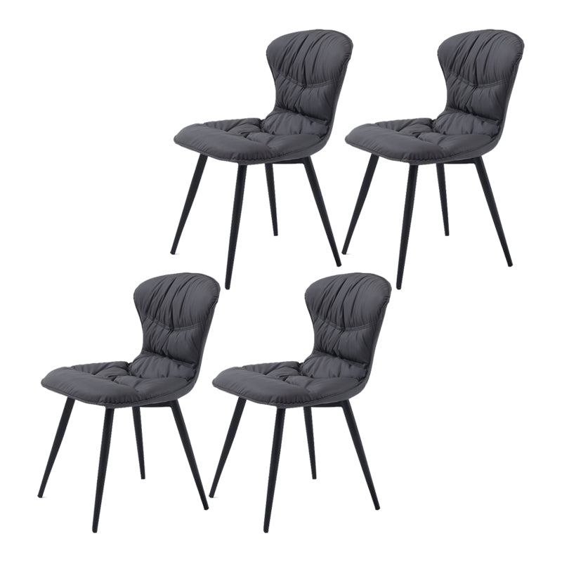 Contemporary Style Dining Chair Kitchen Armless Chair with Metal Legs