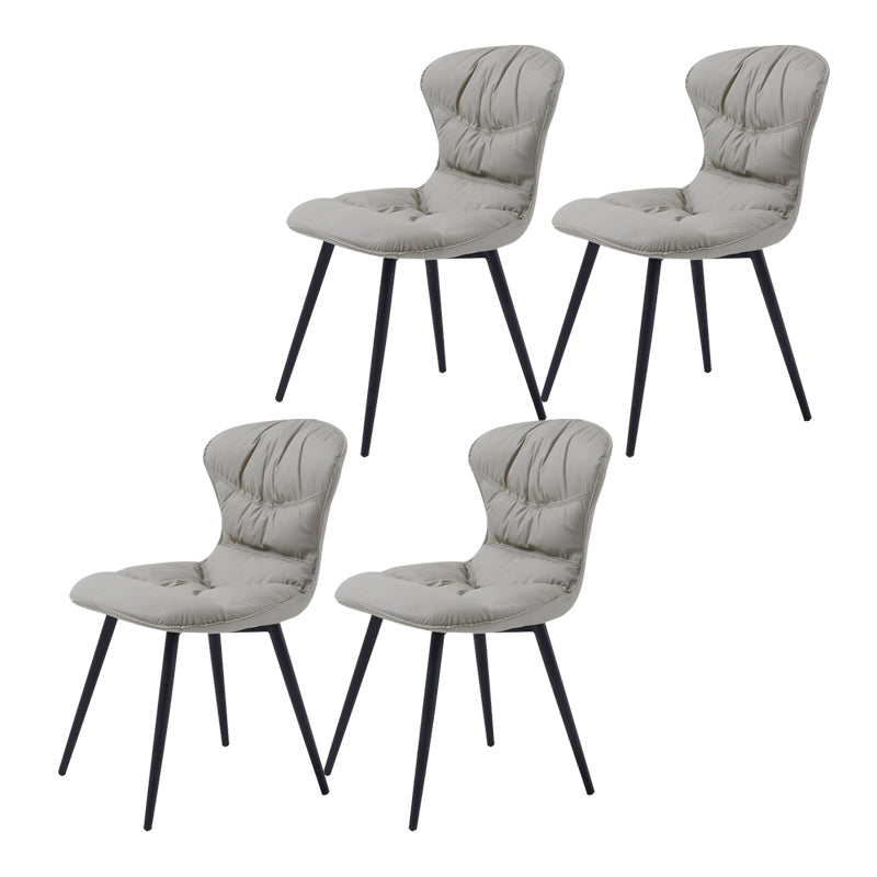 Contemporary Style Dining Chair Kitchen Armless Chair with Metal Legs