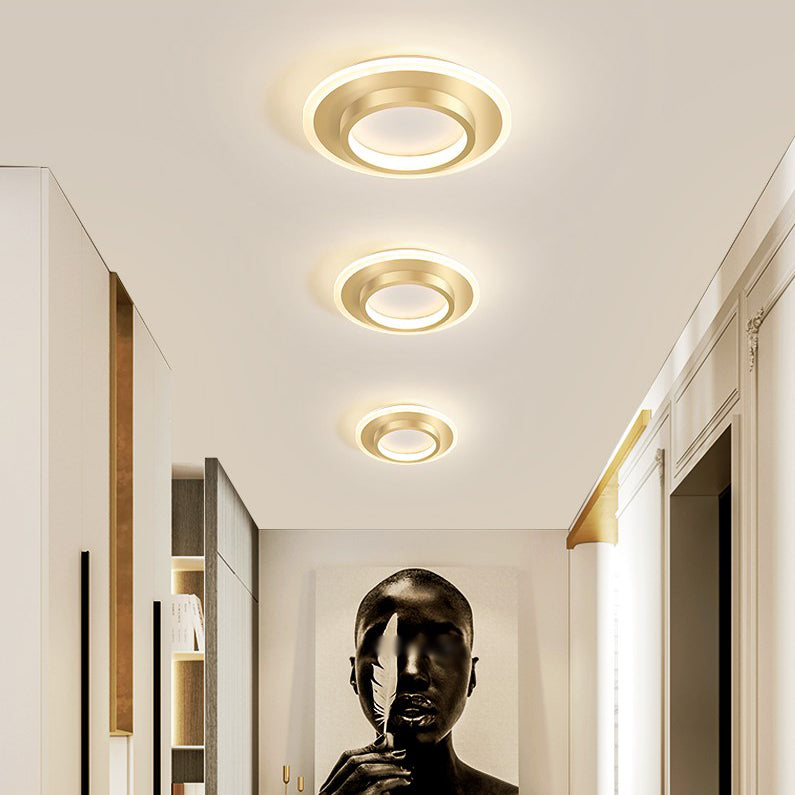 Gold LED Flush Mounted Ceiling Lights Contemporary Lighting Fixture for Living Room