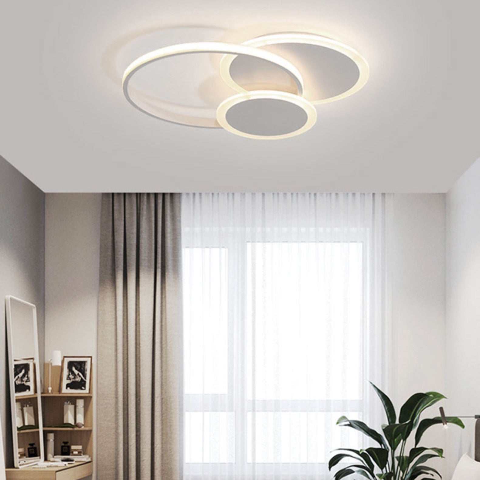 Round LED Flush Mounted Ceiling Lights Contemporary Lighting Fixture for Living Room