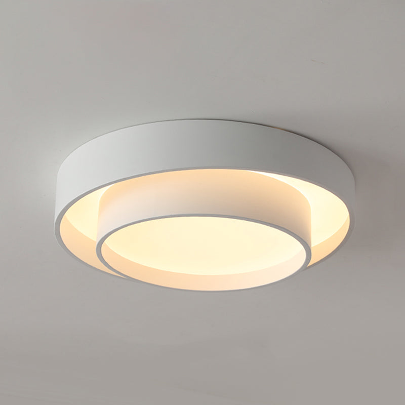 Round Shape Metal Flush Mount Light Modern 1-Light Flush Mount Ceiling Light in White