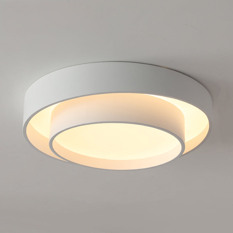 Round Shape Metal Flush Mount Light Modern 1-Light Flush Mount Ceiling Light in White