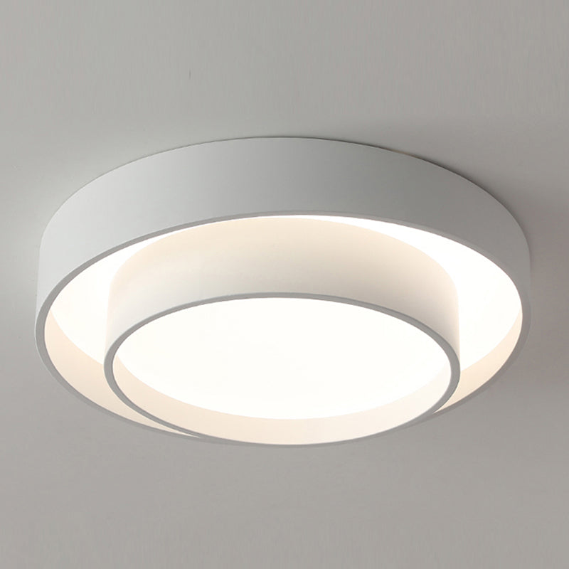 Round Shape Metal Flush Mount Light Modern 1-Light Flush Mount Ceiling Light in White