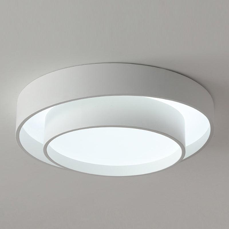 Round Shape Metal Flush Mount Light Modern 1-Light Flush Mount Ceiling Light in White