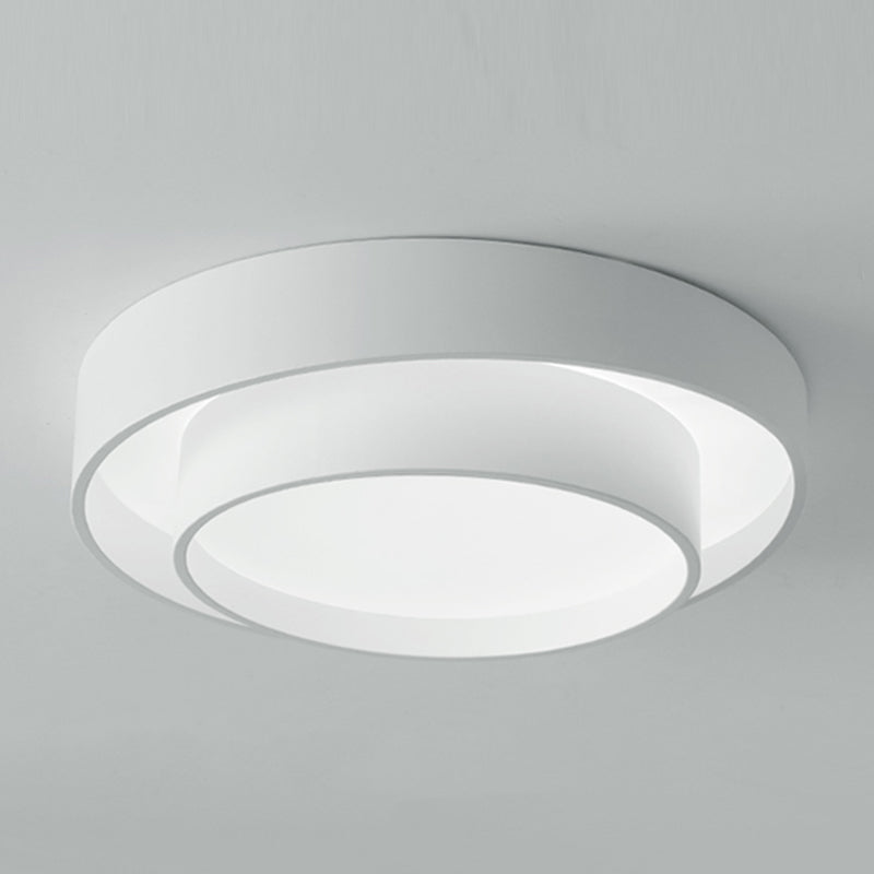 Round Shape Metal Flush Mount Light Modern 1-Light Flush Mount Ceiling Light in White