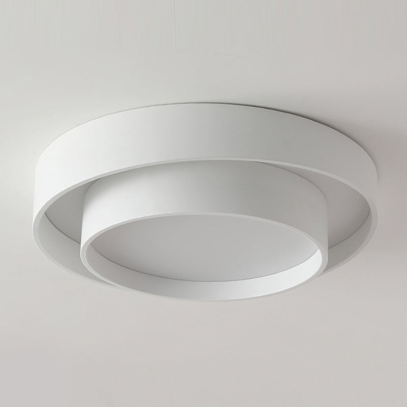 Round Shape Metal Flush Mount Light Modern 1-Light Flush Mount Ceiling Light in White