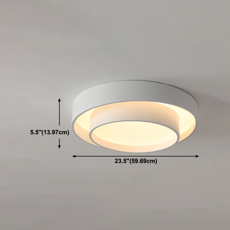 Round Shape Metal Flush Mount Light Modern 1-Light Flush Mount Ceiling Light in White