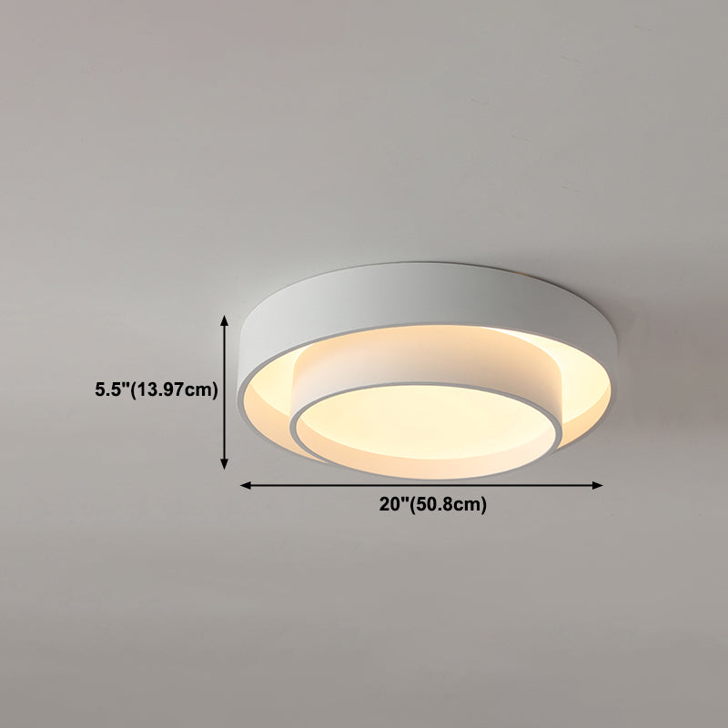 Round Shape Metal Flush Mount Light Modern 1-Light Flush Mount Ceiling Light in White