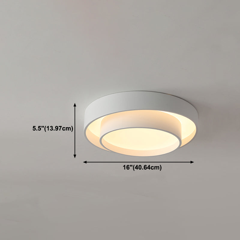 Round Shape Metal Flush Mount Light Modern 1-Light Flush Mount Ceiling Light in White