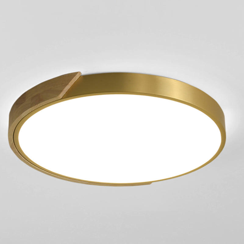 Modern Style Round Flush Mount Light Metal 1 Light Flush Mount Lamp in Gold Finish