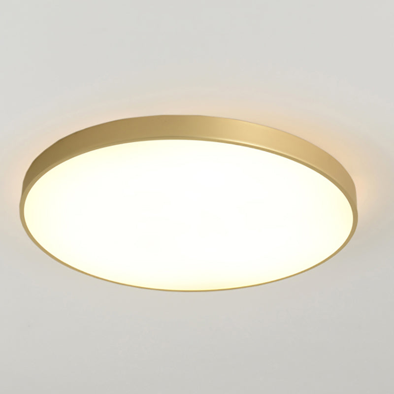 Modern Style Round Flush Mount Light Metal 1 Light Flush Mount Lamp in Gold Finish