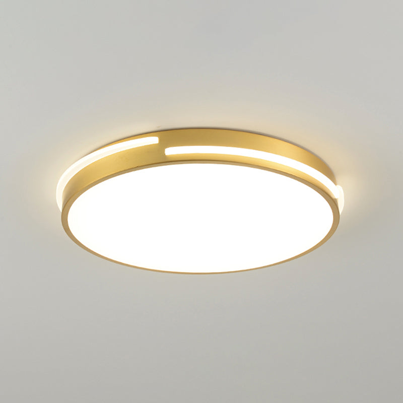 Moderner Stil runder Flush -Montage -Metall 1 Leichte Flush -Mount -Lampe im goldenen Finish