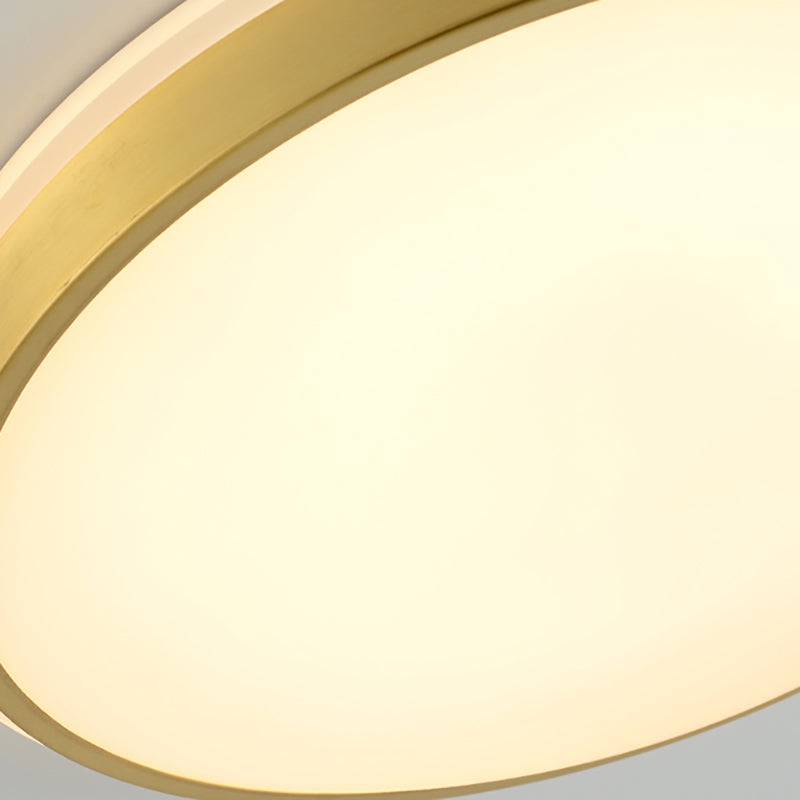 Modern Style Round Flush Mount Light Metal 1 Light Flush Mount Lamp in Gold Finish